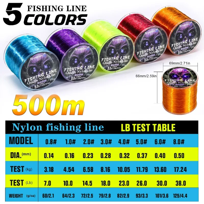 Sougayilang 100/500m Nylon Fis - đánh giá và giá Freshwater Line